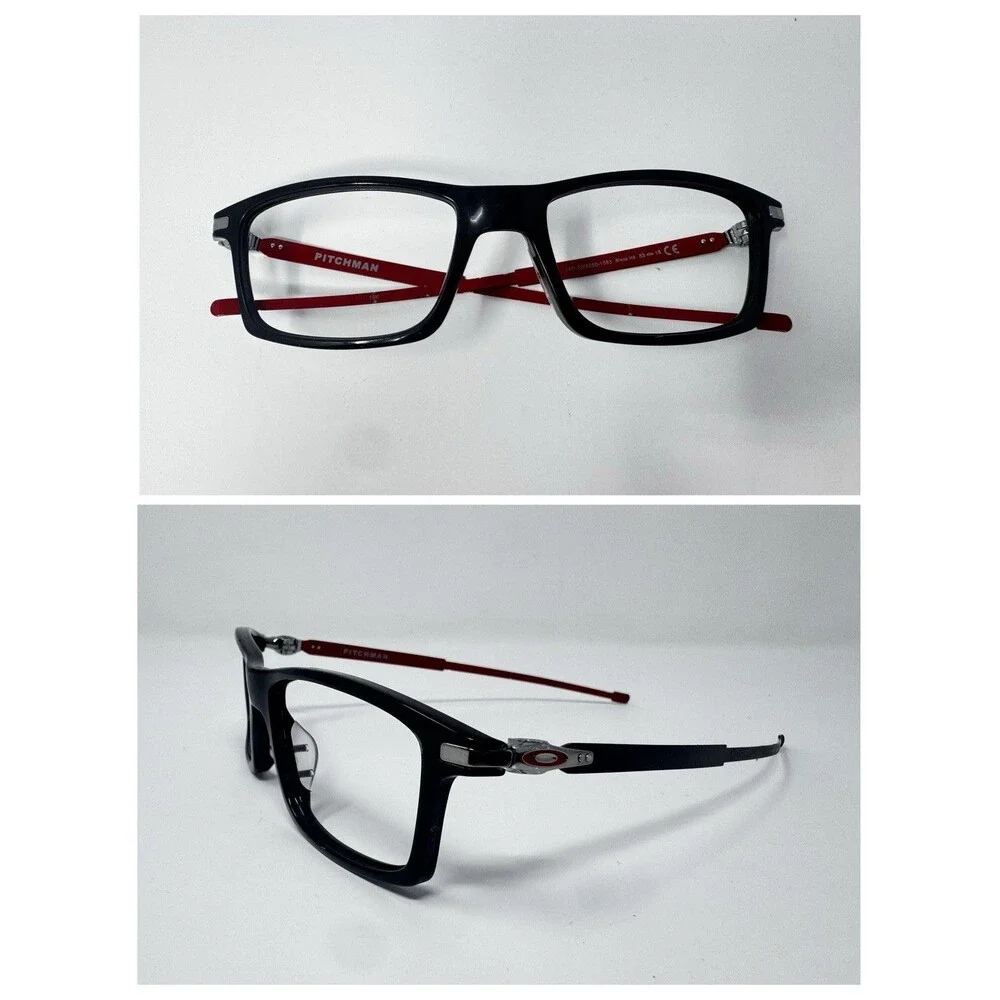 Oakley Pitchman OX8050-1563 Black Ink Red Eyeglass Frames 53-18-140 Authentic